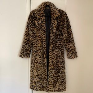 Vintage Faux Fur Animal Print Long Leopard Coat
